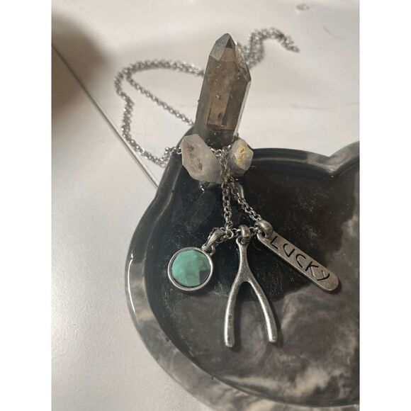 NWT Lucky Wishbone Charm Pendant Necklace 12" - Picture 4 of 8